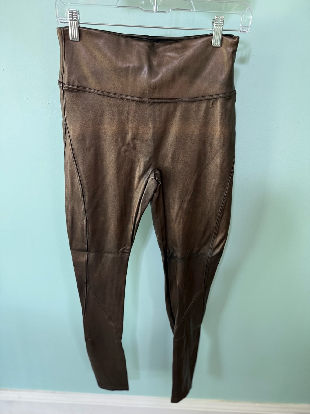Spanx High-Waist Faux Leather Leggings - Brown Size Medium